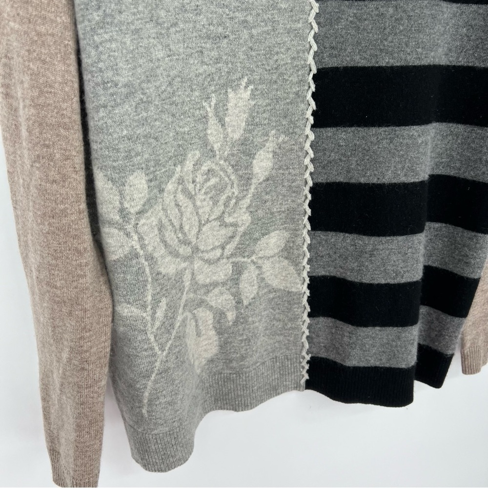 Label + Thread Cashmere Wool Patchwork Thread Striped Floral‎ Colorblock Sweater - Picture 7 of 9